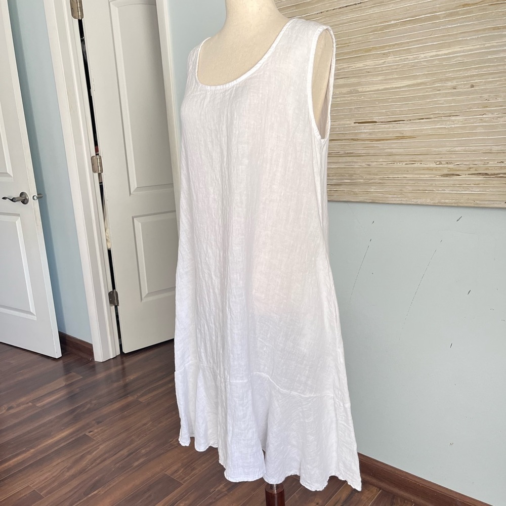Talia Benson 100% linen tiered hem dress size S - Picture 7 of 10